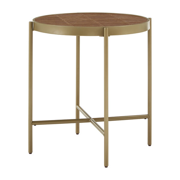 Dawson Gold and Faux Leather End Table, image 1