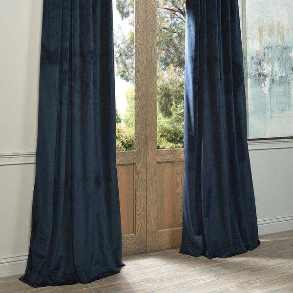 Signature Midnight Blue Blackout Velvet Pole Pocket Single Panel Curtain, 50 X 108, image 6