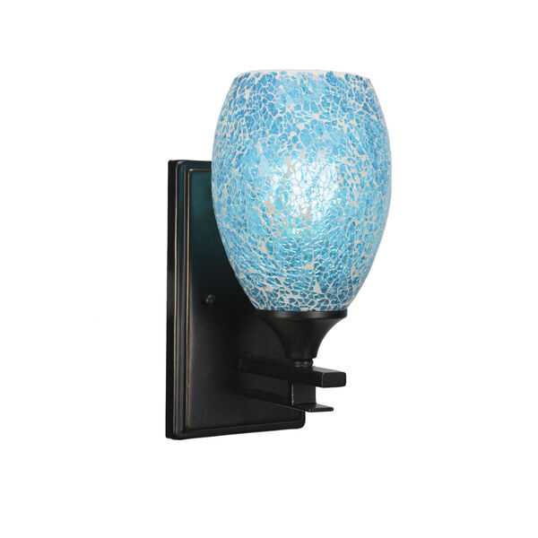 Uptowne Dark Granite Five-Inch One-Light Wall Sconce with Turquoise Fusion Glass, image 1