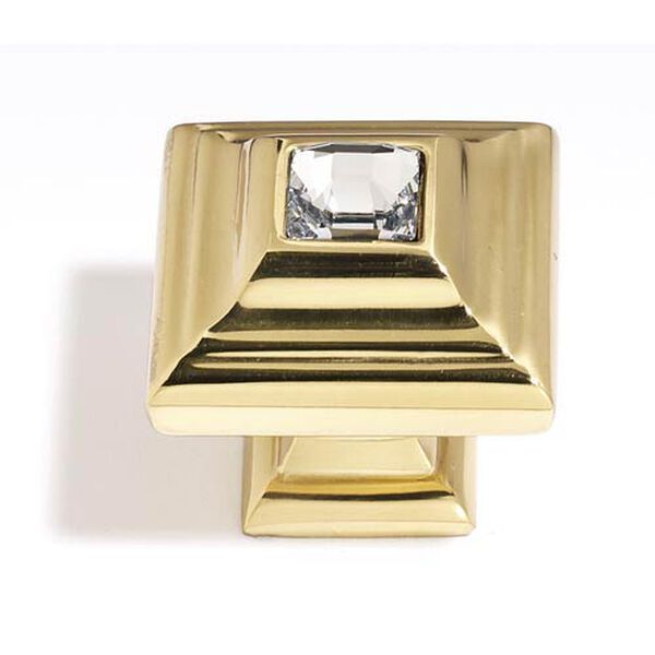 Crystal Polished Brass 10 mm Small Square Knob, image 1