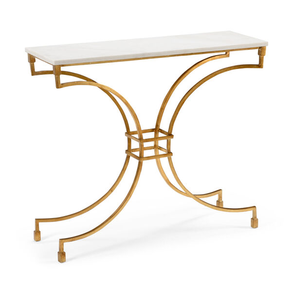 Kara Antique Gold and White Console Table, image 1