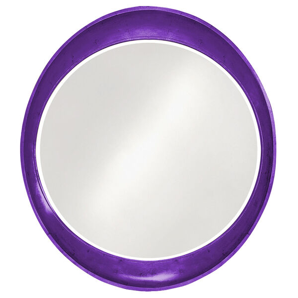 Ellipse Glossy Royal Purple Round Mirror, image 1
