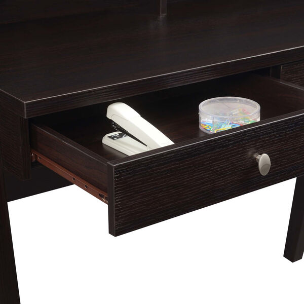 Newport Espresso Deluxe Two-Drawer Desk with Shelf, image 5