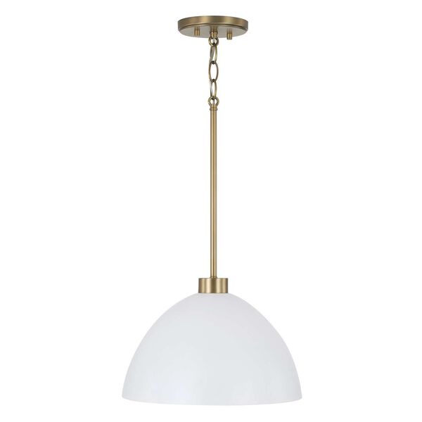 Ross Aged Brass and White One-Light Pendant, image 4