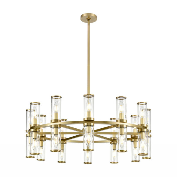 Revolve Natural Brass 24-Light Chandelier with Clear Glass, image 1
