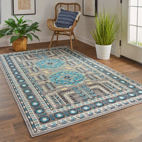 Foster Gray Blue Green Rectangular 6 Ft. 5 In. x 9 Ft. 6 In. Area Rug, image 3