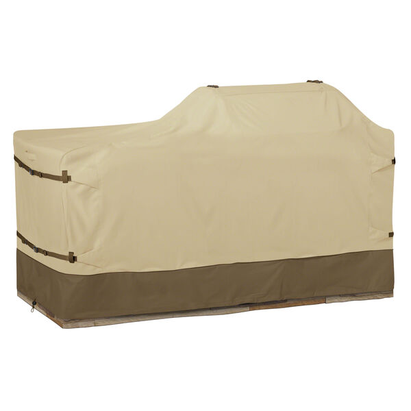 Ash Beige and Brown BBQ Grill Cover for 98-Inch Island with Left - Right Grill Head, image 1