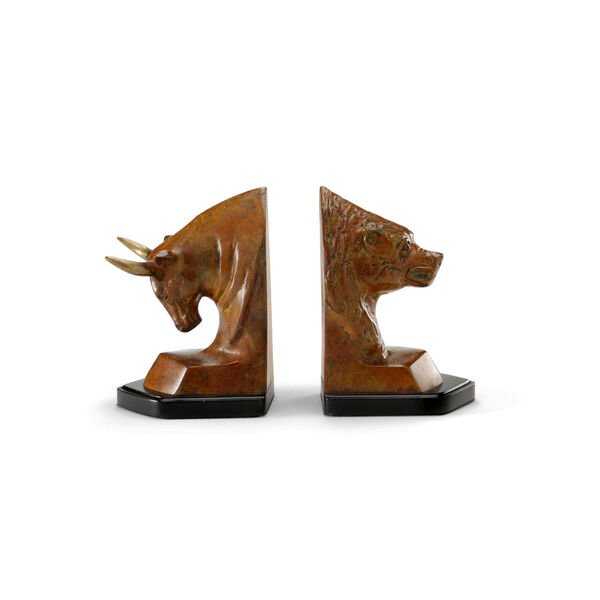 Brown Bull and Bear Bookends Pair, image 1