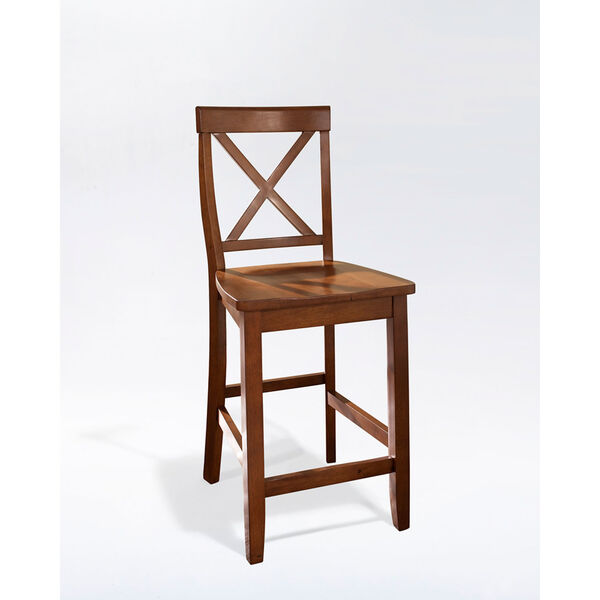 X-Back Bar Stool in Classic Cherry Finish with 24 Inch Seat Height- Set of Two, image 1