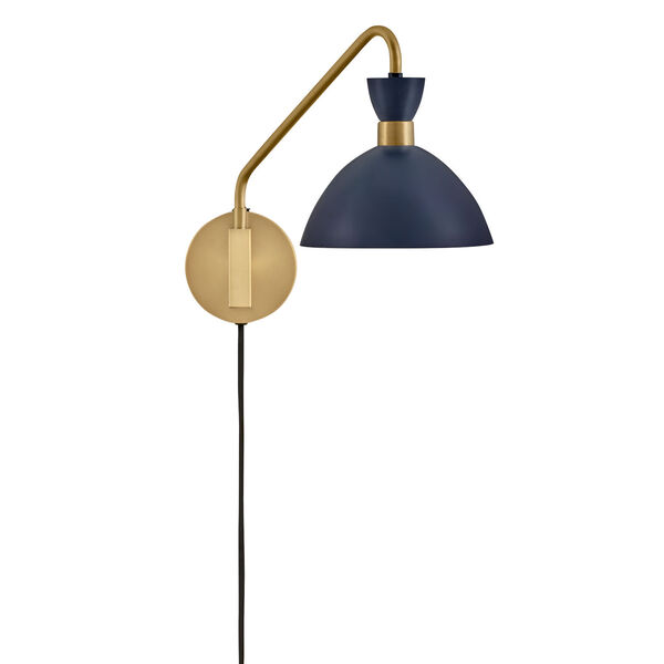 Simon Matte Navy with Heritage Brass Accents One-Light Wall Sconce, image 4