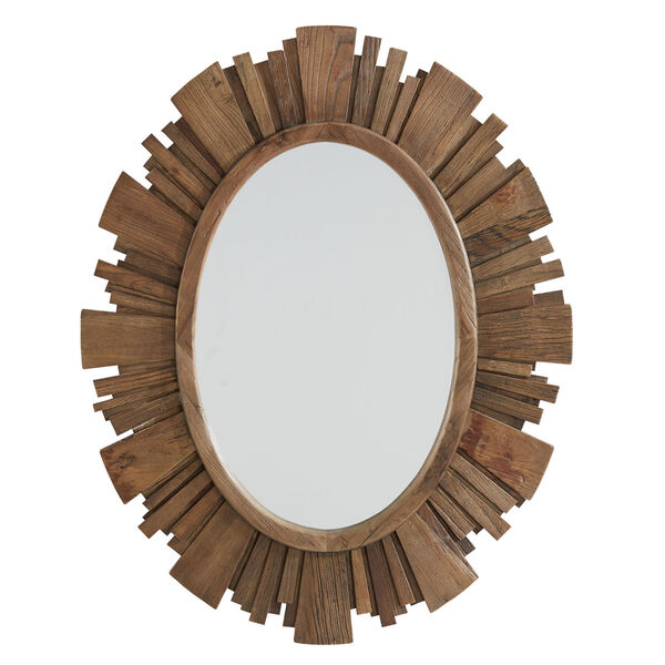 Brigid Reclaimed Wood Oval Sunburst Wall Mirror, image 2