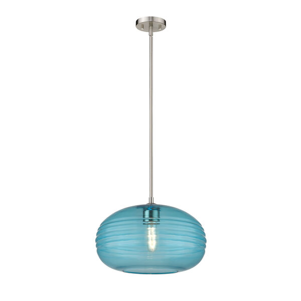 Harmony Brushed Nickel and Blue 14-Inch One-Light Pendant - (Open Box), image 1