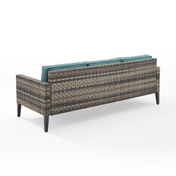 Prescott Mineral Blue and Brown Outdoor Wicker Sofa, image 5