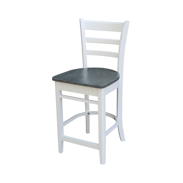 Emily White and Heather Gray 36-Inch Round Pedestal Gathering Height Table With Two Counter Height Stools, Three-Piece, image 3