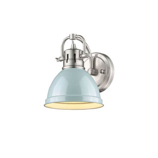 Duncan Pewter One-Light Vanity Fixture with Seafoam Shade, image 2