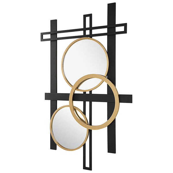 Urban Matte Black and Antique Gold Mirrored Wall Decor, image 4