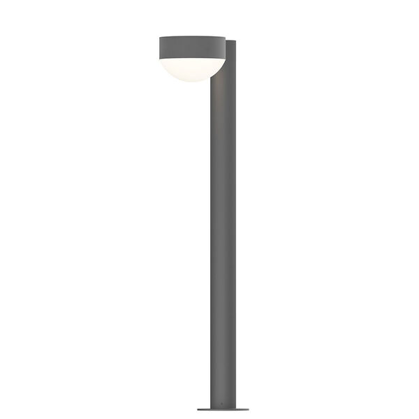 Inside-Out REALS Textured Gray 28-Inch LED Bollard with Dome Lens and Plate Cap with Frosted White Lens, image 1