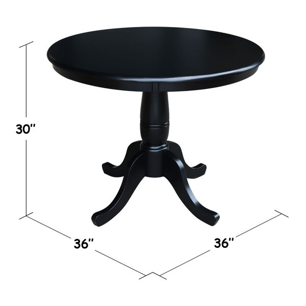 30-Inch Tall, 36-Inch Round Top Black Pedestal Dining Table, image 2