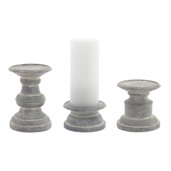 Grey and White Terra Cotta Candle Holder, Set of 6, image 1