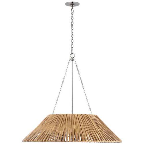 Corinne Polished Nickel Three-Light Pendant with Natural Wicker Shade by Marie Flanigan, image 1