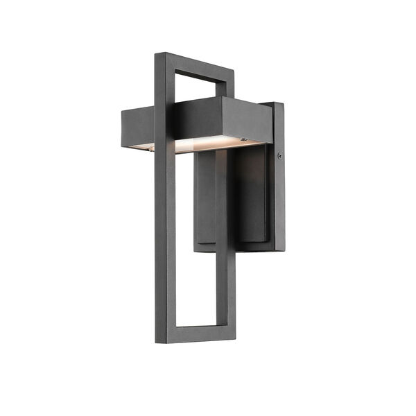 Luttrel Black LED Outdoor Wall Sconce with Frosted Glass, image 1