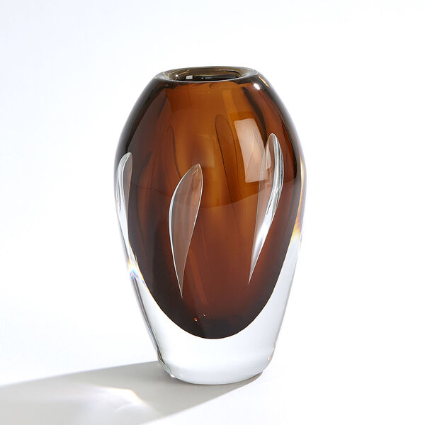 Tobacco Large Polish Art Glass Split Vase, image 1