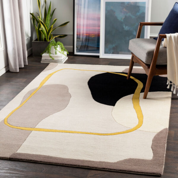Queens Mustard, Light Gray and Ivory Rectangular Area Rug, image 2