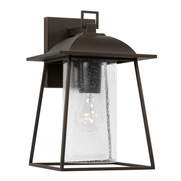 Durham Oiled Bronze Nine-Inch One-Light Outdoor Wall Lantern with Clear Seeded Glass, image 1