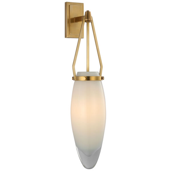 Myla Medium Bracketed Sconce in Antique-Burnished Brass with White Glass by Chapman  and  Myers, image 1