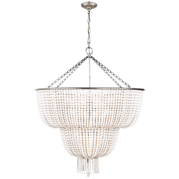 Jacqueline Two-Tier Chandelier in Burnished Silver Leaf with White Acrylic by AERIN, image 1