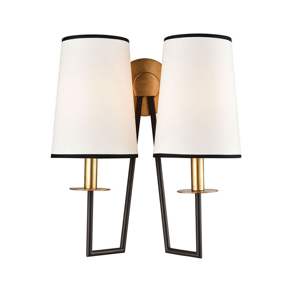 On Strand Oiled Bronze with Gold Leaf Two-Light Wall Sconce, image 1