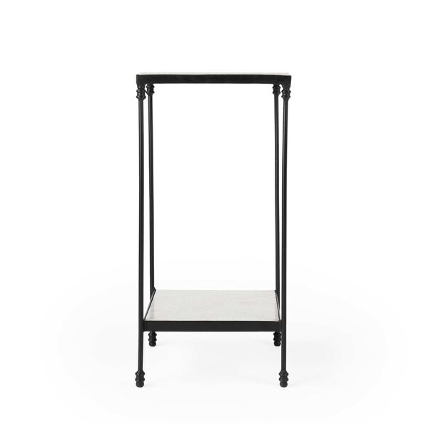 Larkin Outdoor Marble and Iron Side Table, image 3