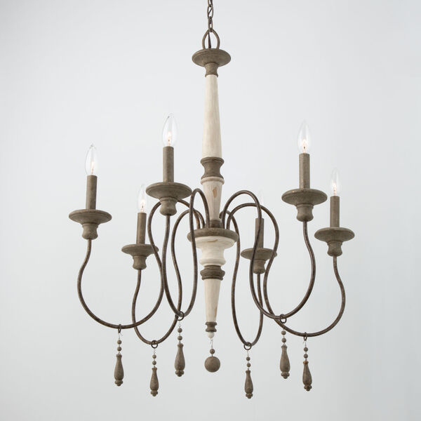 Zoe French Antique Six-Light 25-Inch Chandelier, image 2