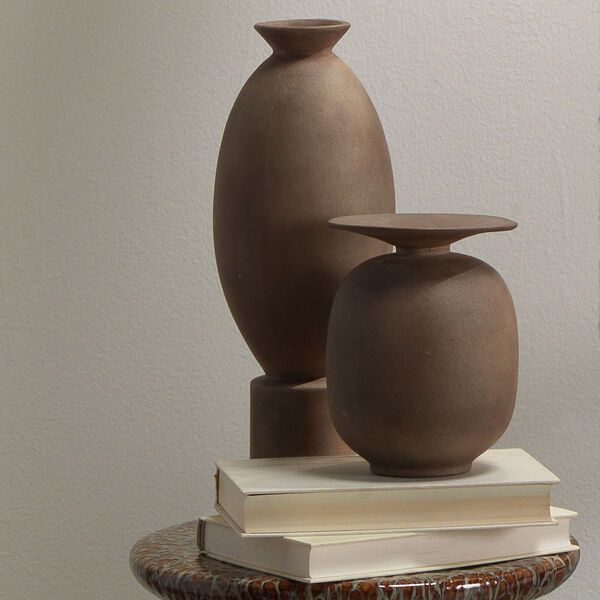 Elevated Burnt Umber Ceramic Decorative Vase, image 4