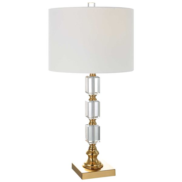 Uptown Brass Stacked Crystal One-Light Table Lamp, image 5