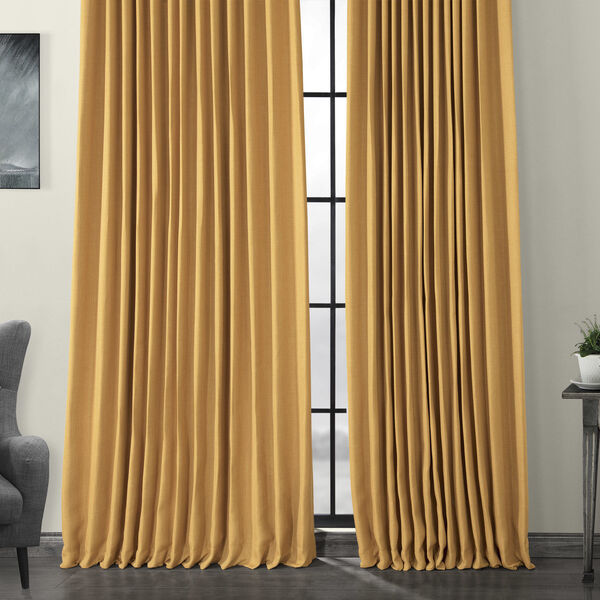 Gold Faux Linen Extra Wide Blackout Single Panel Curtain 100 x 96, image 6