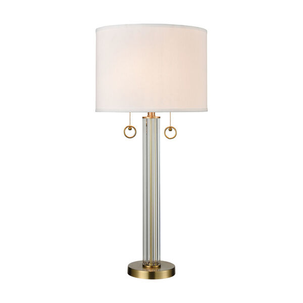 Cannery Row Antique Brass and Clear Glass 15-Inch Table Lamp in Glass, image 1