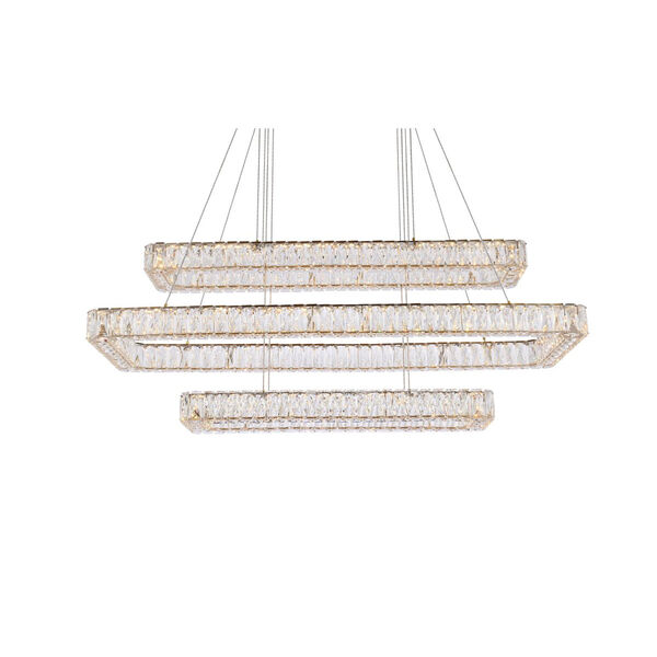 Monroe Gold 50-Inch Integrated LED Triple Rectangle Pendant, image 3