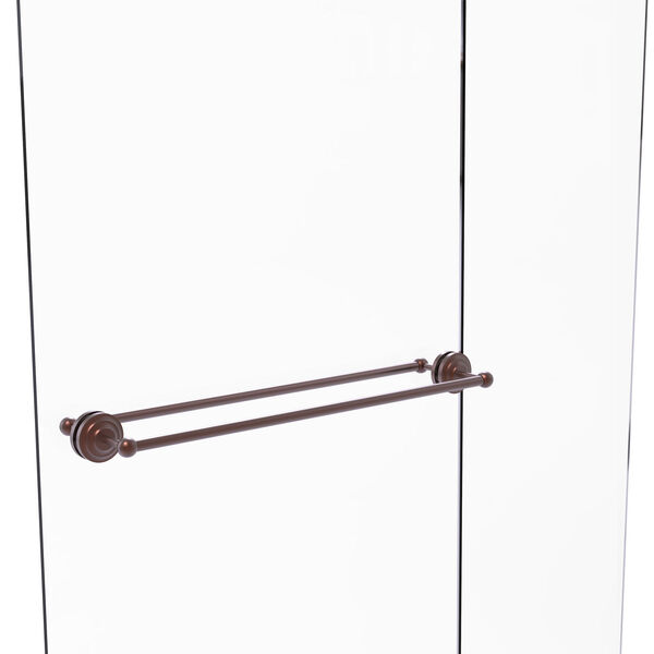 Que New Antique Copper 30-Inch Back to Back Shower Door Towel Bar, image 1