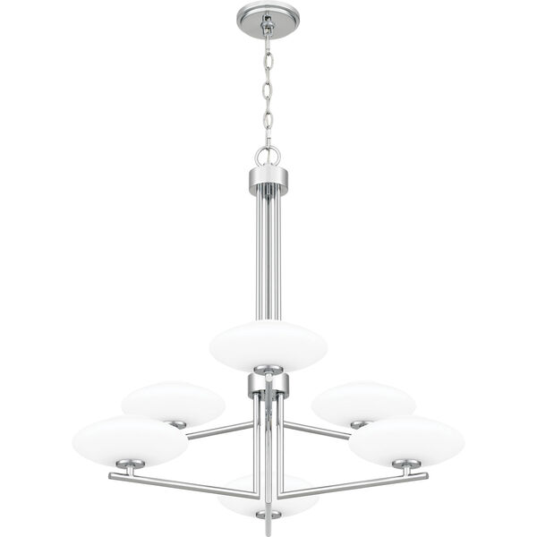Chenal Polished Chrome and White Six-Light Chandelier, image 6