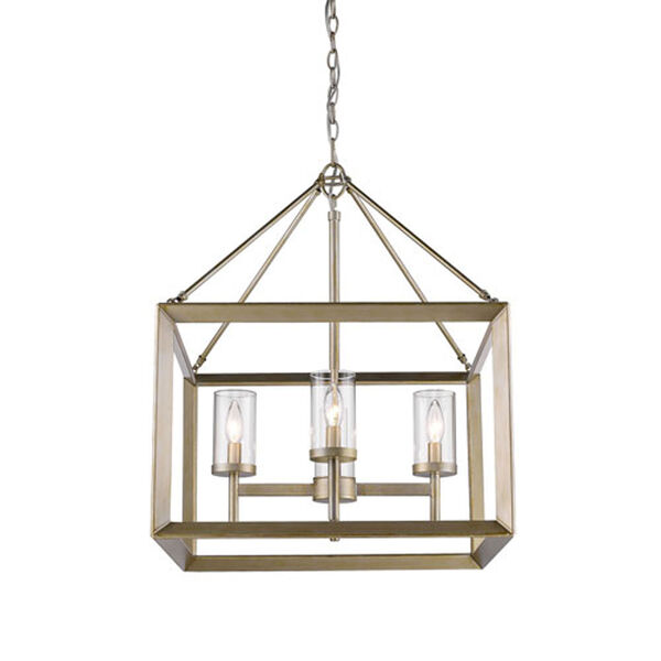 Linden White Gold Four-Light Chandelier with Clear Glass Shade, image 2