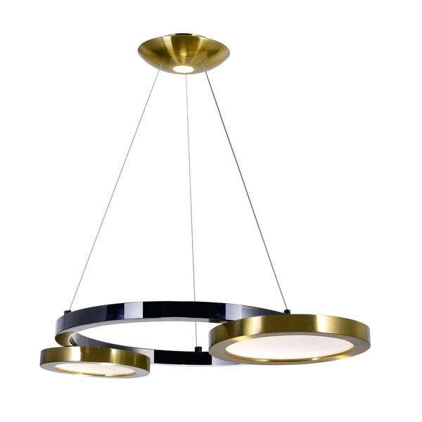 Deux Lunes Brass Pearl Black 20-Inch LED Chandelier, image 6