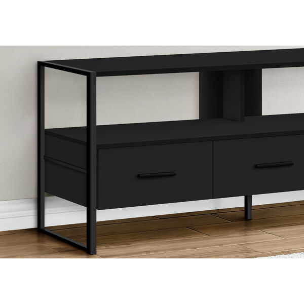 Black TV Stand with Three Drawers, image 3