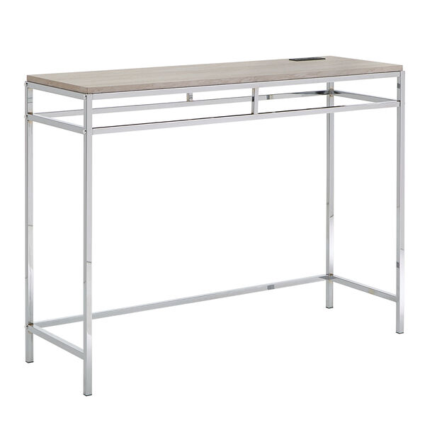 Byron Chrome Counter Height Desk with Faux Marble Top and USB Charging Port, image 1