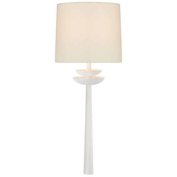 Beaumont Medium Tail Sconce in White with Linen Shade by AERIN - (Open Box), image 1