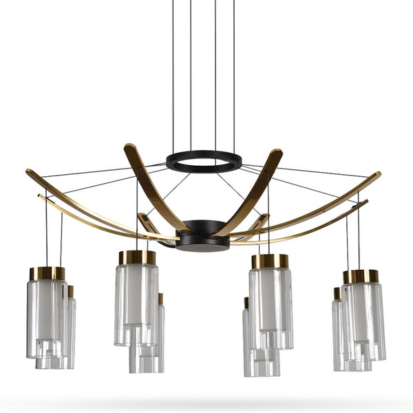 Genoa Black and Antique Brass Eight-Light Adjustable LED Chandelier, image 6