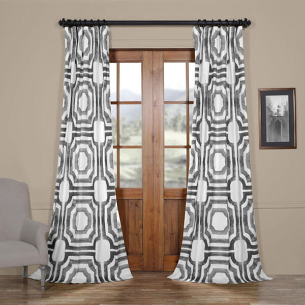 Shiny Steel 84 x 50 In. Printed Cotton Twill Curtain Single Panel, image 1