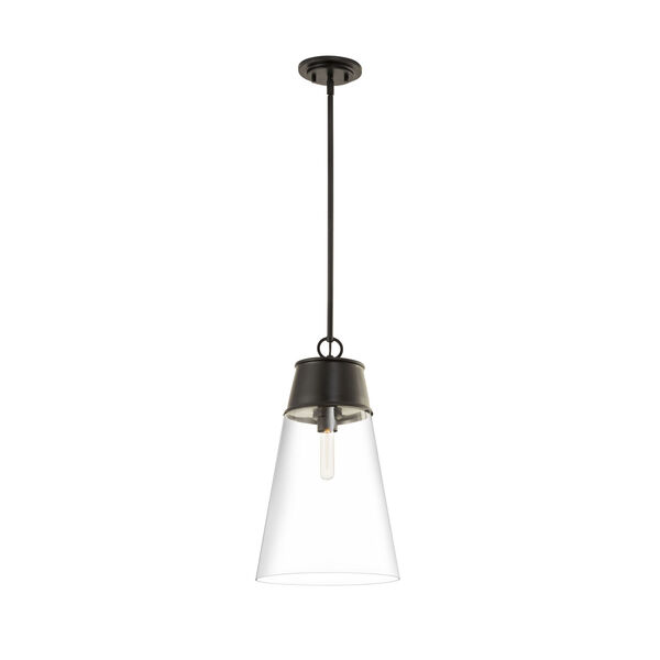 Wentworth Matte Black One-Light Pendant with Clear Glass Shade, image 4