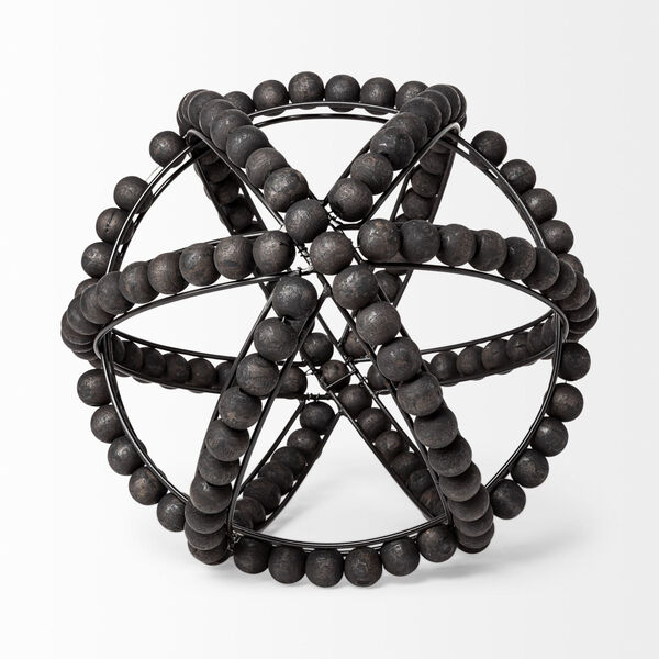 Earnhardt II Black Decorative Metal Orb with Beads, image 2