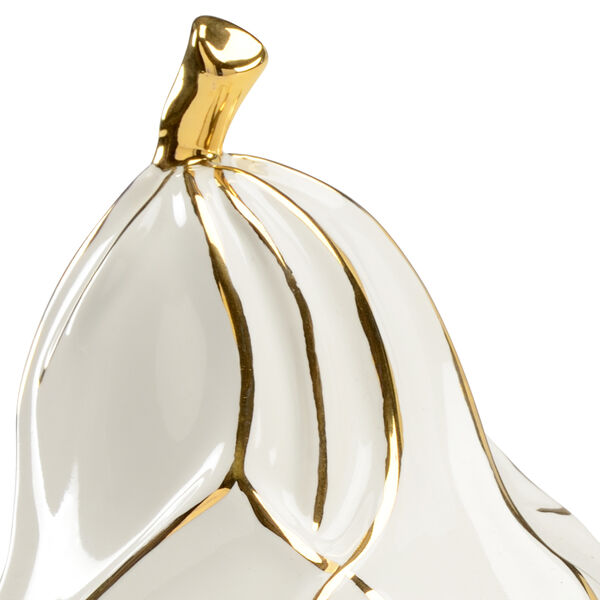 Claire Bell White Porcelain Pear with Gold Accents, image 2